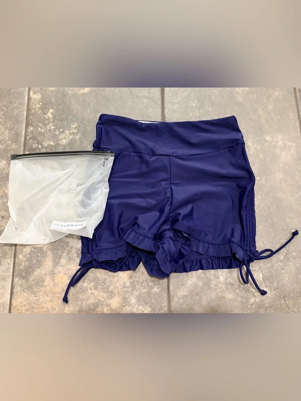 High-Waist Navy Ruffle Beach Shorts - Women *New*